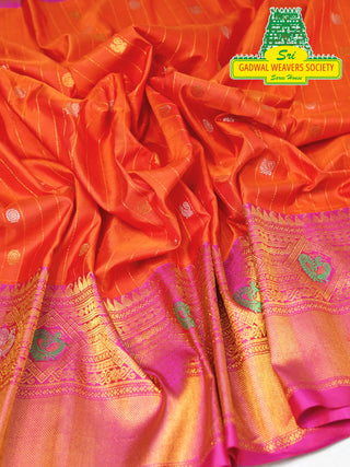 GADWAL PURE SILK HANDLOOM SAREE WITH MAHARANI MEENAKARI BORDER