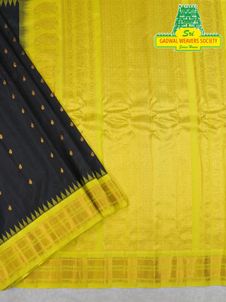 GADWAL PURE SILK HANDLOOM SAREE WITH KUTTU TEMPLE BORDER