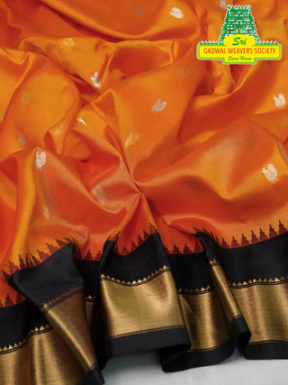 GADWAL PURE SILK HANDLOOM SAREE WITH KUTTU TEMPLE BORDER