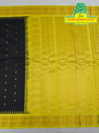 GADWAL PURE SILK HANDLOOM SAREE WITH KUTTU TEMPLE BORDER