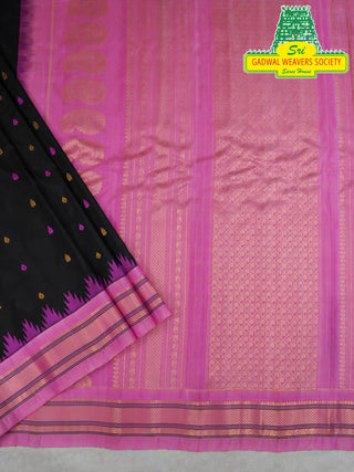 GADWAL PURE SILK HANDLOOM SAREE WITH KUTTU TEMPLE BORDER