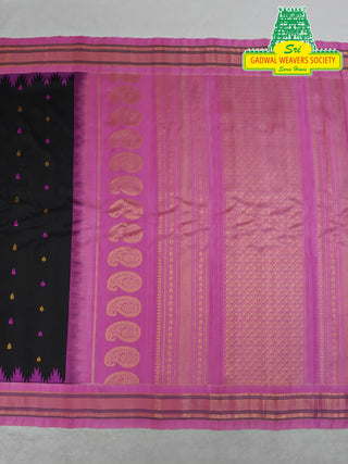 GADWAL PURE SILK HANDLOOM SAREE WITH KUTTU TEMPLE BORDER