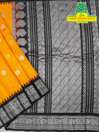 GADWAL PURE SILK HANDLOOM SAREE WITH KUTTU TEMPLE BORDER