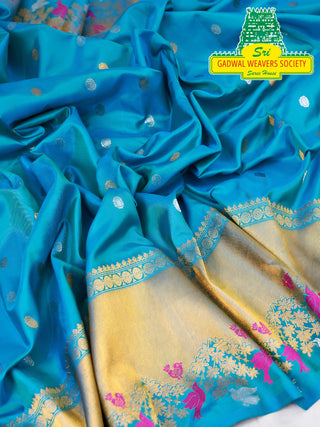 GADWAL PURE SILK HANDLOOM SAREE WITH MAHARANI MEENAKARI BORDER