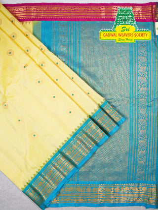 GADWAL PURE SILK HANDLOOM SAREE WITH GANGA JAMUNA BORDER