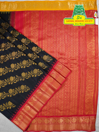 GADWAL PURE SILK HANDLOOM SAREE WITH GANGA JAMUNA BORDER