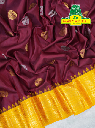 GADWAL PURE SILK HANDLOOM SAREE WITH GANGA JAMUNA BORDER