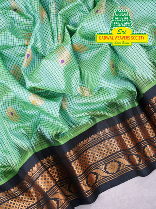 GADWAL PURE SILK HANDLOOM SAREE WITH GANGA JAMUNA BORDER