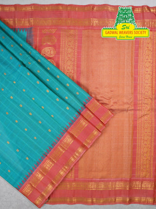 GADWAL PURE COTTON SILK (SICO) SAREES WITH KUTTU BORDER