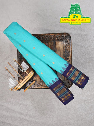 GADWAL PURE COTTON SILK (SICO) SAREES WITH KUTTU BORDER