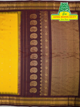 GADWAL PURE SILK HANDLOOM SAREE WITH KUTTU TEMPLE BORDER