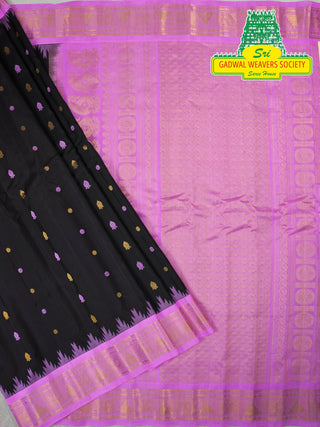 GADWAL PURE SILK HANDLOOM SAREE WITH KUTTU TEMPLE BORDER