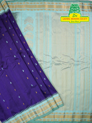 GADWAL PURE SILK HANDLOOM SAREE WITH KUTTU TEMPLE BORDER