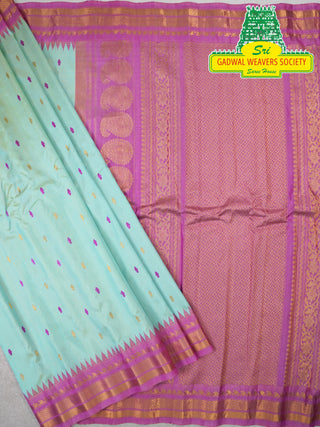 GADWAL PURE SILK HANDLOOM SAREE WITH KUTTU TEMPLE BORDER