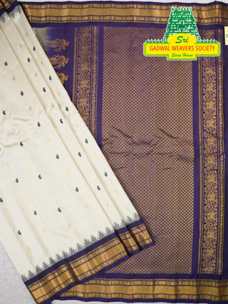 GADWAL PURE SILK HANDLOOM SAREE WITH KUTTU TEMPLE BORDER