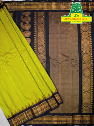 GADWAL PURE SILK HANDLOOM SAREE WITH KUTTU TEMPLE BORDER