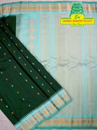 GADWAL PURE SILK HANDLOOM SAREE WITH KUTTU TEMPLE BORDER