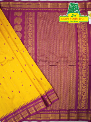 GADWAL PURE SILK HANDLOOM SAREE WITH KUTTU TEMPLE BORDER