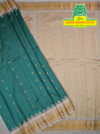 GADWAL PURE SILK HANDLOOM SAREE WITH KUTTU TEMPLE BORDER