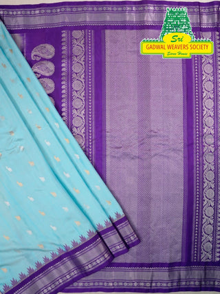 GADWAL PURE SILK HANDLOOM SAREE WITH KUTTU TEMPLE BORDER