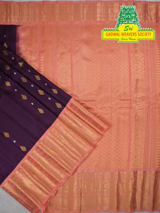 GADWAL PURE SILK HANDLOOM SAREE WITH KUTTU BORDER