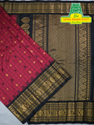 GADWAL PURE SILK HANDLOOM SAREE WITH KUTTU BORDER