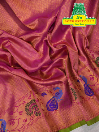 GADWAL PURE SILK HANDLOOM SAREE WITH MAHARANI MEENAKARI BORDER