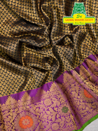 GADWAL PURE SILK HANDLOOM SAREE WITH MAHARANI MEENAKARI BORDER