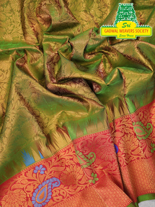 GADWAL PURE SILK HANDLOOM SAREE WITH MAHARANI MEENAKARI BORDER