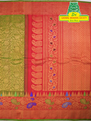 GADWAL PURE SILK HANDLOOM SAREE WITH MAHARANI MEENAKARI BORDER