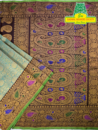 GADWAL PURE SILK HANDLOOM SAREE WITH MAHARANI MEENAKARI BORDER