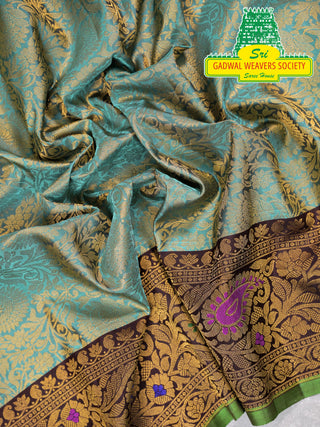 GADWAL PURE SILK HANDLOOM SAREE WITH MAHARANI MEENAKARI BORDER