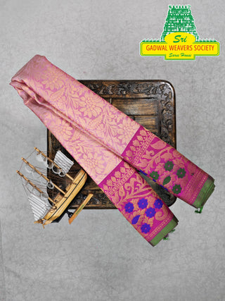 GADWAL PURE SILK HANDLOOM SAREE WITH MAHARANI MEENAKARI BORDER