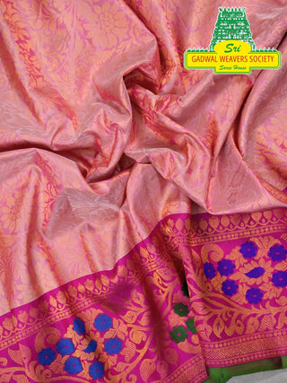 GADWAL PURE SILK HANDLOOM SAREE WITH MAHARANI MEENAKARI BORDER