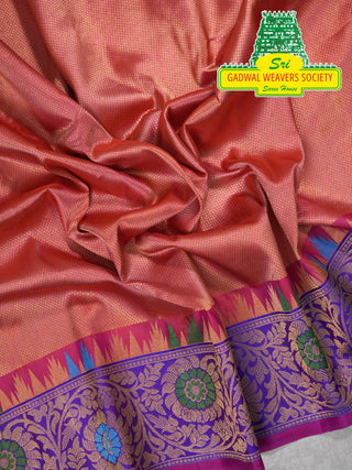 GADWAL PURE SILK HANDLOOM SAREE WITH MAHARANI MEENAKARI BORDER