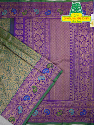 GADWAL PURE SILK HANDLOOM SAREE WITH MAHARANI MEENAKARI BORDER