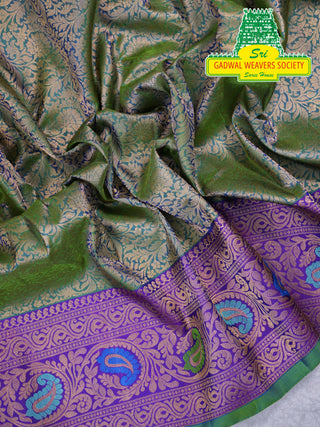 GADWAL PURE SILK HANDLOOM SAREE WITH MAHARANI MEENAKARI BORDER