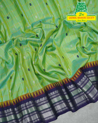 GADWAL PURE SILK HANDLOOM SAREE WITH KUTTU TEMPLE BORDER