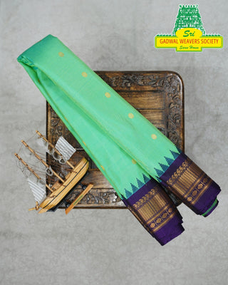 GADWAL PURE SILK HANDLOOM SAREE WITH KUTTU TEMPLE BORDER