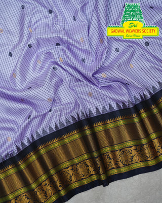 GADWAL PURE SILK HANDLOOM SAREE WITH KUTTU TEMPLE BORDER