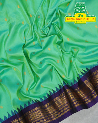 GADWAL PURE SILK HANDLOOM SAREE WITH KUTTU TEMPLE BORDER