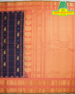 GADWAL PURE SILK HANDLOOM SAREE WITH KUTTU BORDER