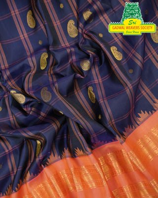 GADWAL PURE SILK HANDLOOM SAREE WITH KUTTU BORDER