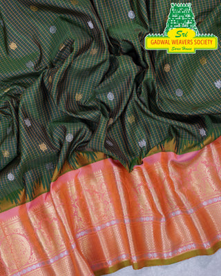 GADWAL PURE SILK HANDLOOM SAREE WITH KUTTU BORDER