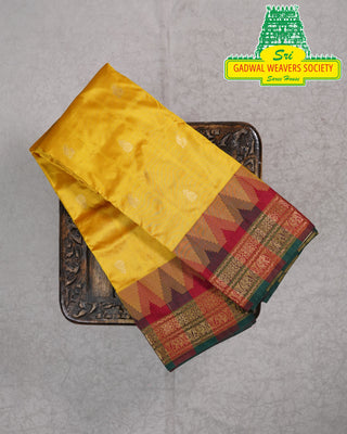 Narayanpet Pure Silk Saree with temple border