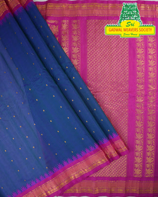 GADWAL PURE COTTON SILK (SICO) SAREES WITH KUTTU BORDER