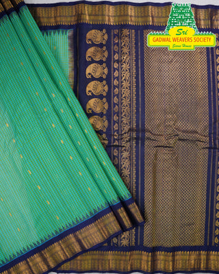 GADWAL PURE COTTON SILK (SICO) SAREES WITH KUTTU BORDER