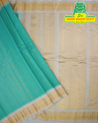 GADWAL PURE COTTON SILK (SICO) SAREES WITH KUTTU BORDER