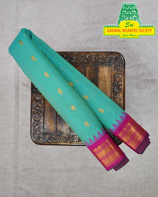 GADWAL PURE COTTON SILK (SICO) SAREES WITH KUTTU BORDER