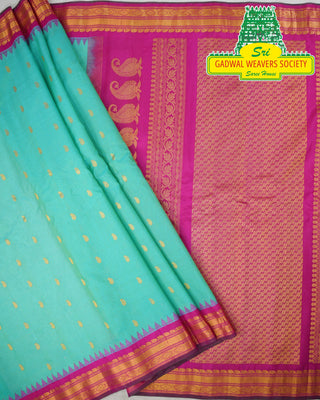 GADWAL PURE COTTON SILK (SICO) SAREES WITH KUTTU BORDER